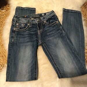Miss Me Kids Blue Jeans with White Stitching Size 14